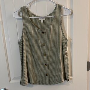 Wonderly Olive Striped Button-Up Tank Top